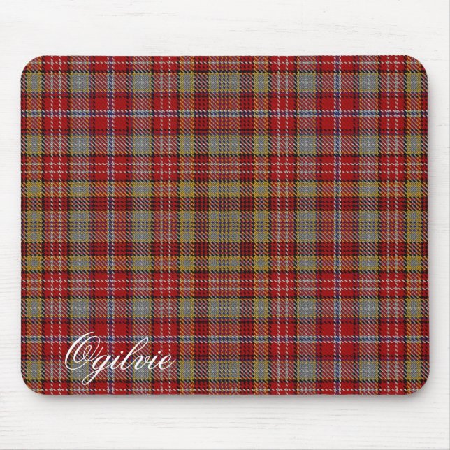 Mousepad Majexpressa escocesa Clan Ogilvie Ogilvy Tartan (Frente)