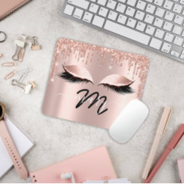 Mousepad Makeup Artist Name Monograma Rosa Lashes Extension