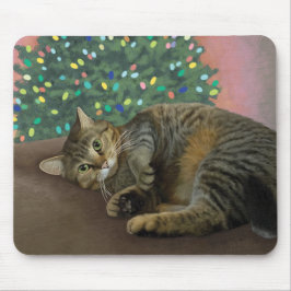 Mousepad Mal-chefe feliz - Gatinho de Natal