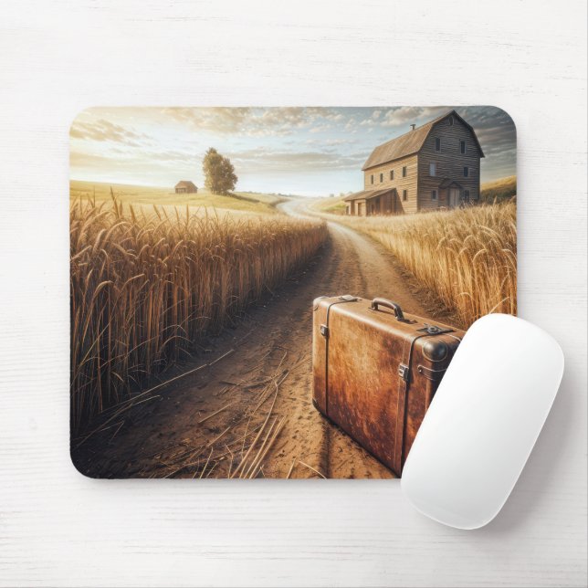 Mousepad Mala de Viagem Antiga na Estrada da Fazenda (Com mouse)
