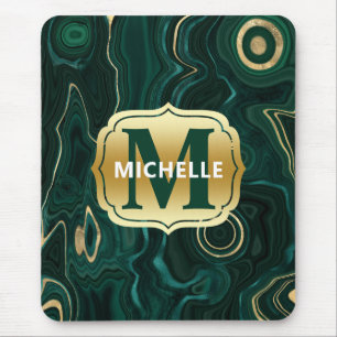 Mousepad Malacite Verde Escuro e Veios de Estrato de Folha