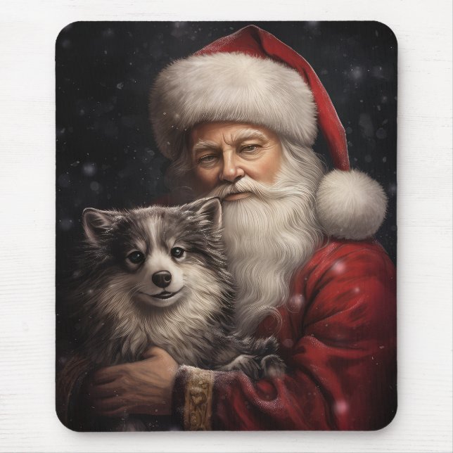 Mousepad Malamute do Alasca com Papai Noel Natal (Frente)