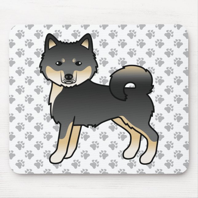 Mousepad Malamute do Alasca Preto e Bege Cachorro de Desenh (Frente)