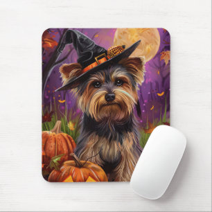 Mousepad Malandro Biewer Terrier Halloween Witch E Pumpkin