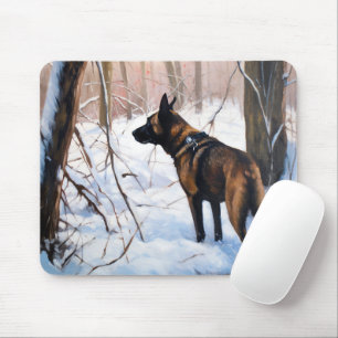 Mousepad Malinois Belga Deixe Nevar Natal