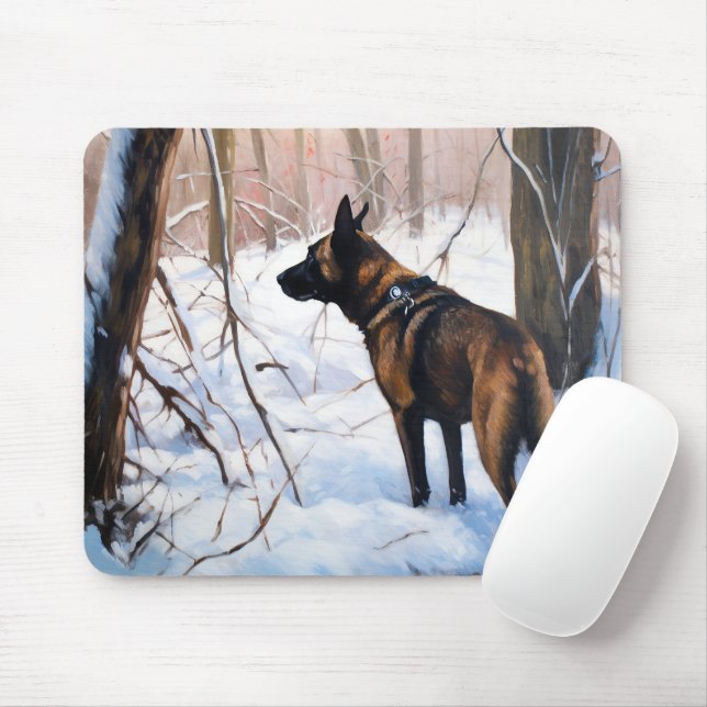 Mousepad Malinois Belga Deixe Nevar Natal (Com mouse)
