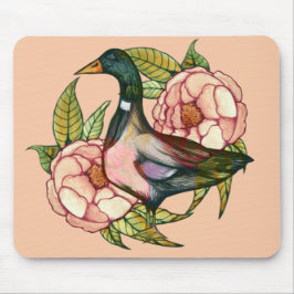 Mousepad Mallard Duck Peony Nature Lovers