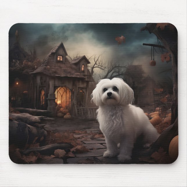 Mousepad Maltês Halloween Scary (Frente)