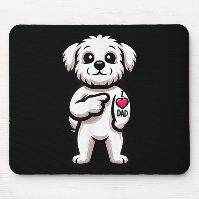 Mousepad Maltês I Love Pai Enny Dog Tattoo _1 (Frente)