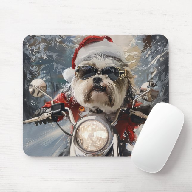 Mousepad Malti Tzu Dog Roda Moto Natal (Com mouse)
