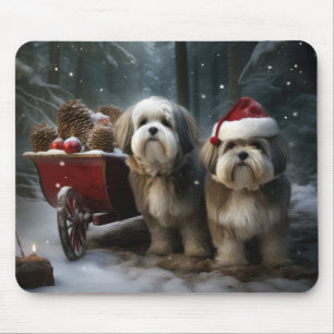 Mousepad Malti tzu Trenó Nevado Decoração de Natal
