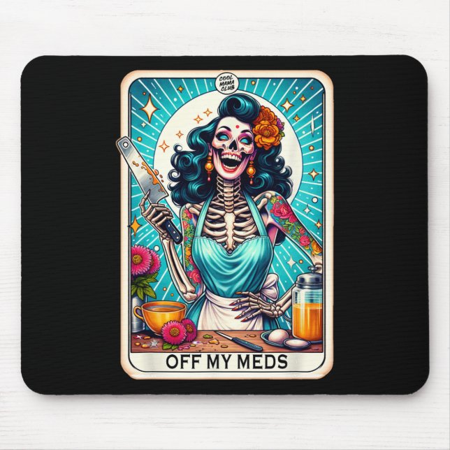 Mousepad Mama Club Tarot Card Skeleton Halloween (Frente)