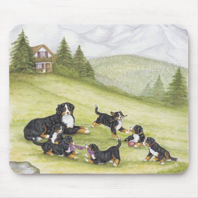 Mousepad Mamã & filhotes de cachorro (Frente)