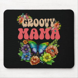 Mousepad Mama Groovy Floral, Dia de as mães Retro Colorido
