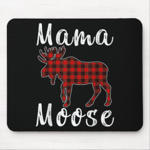Mousepad Mama Moose Família de Natal Pijama Vermelho & Pret