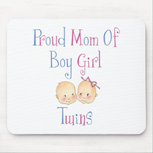 Mousepad Mamã orgulhosa de gêmeos da menina do menino