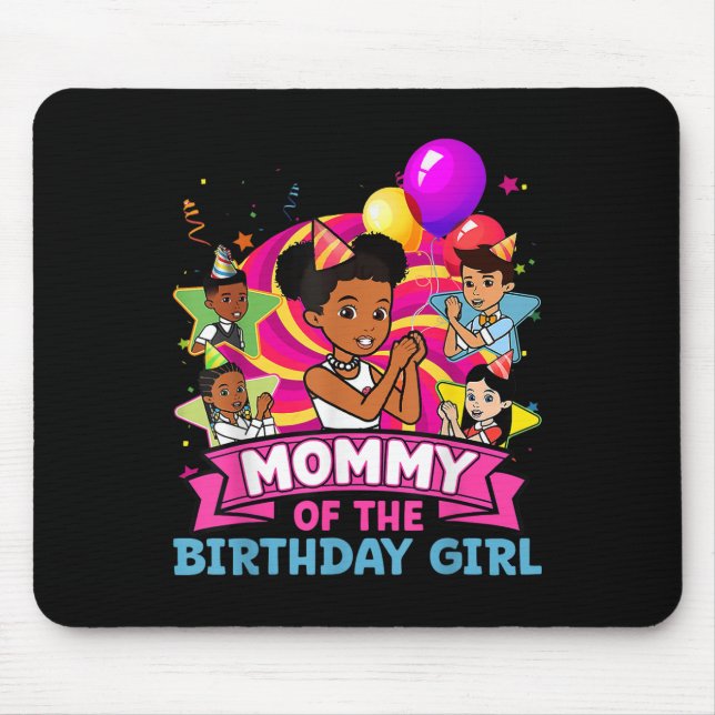 Mousepad Mamãe A Menina De Aniversário Festa Rosa Boneca Fa (Frente)