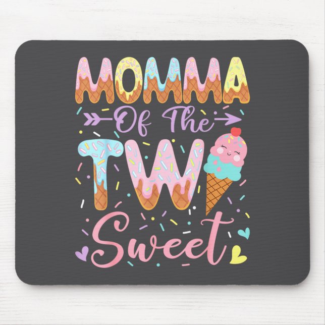 Mousepad Mamãe da Menina de 2 Anos Doce Sorvete de Aniversá (Frente)