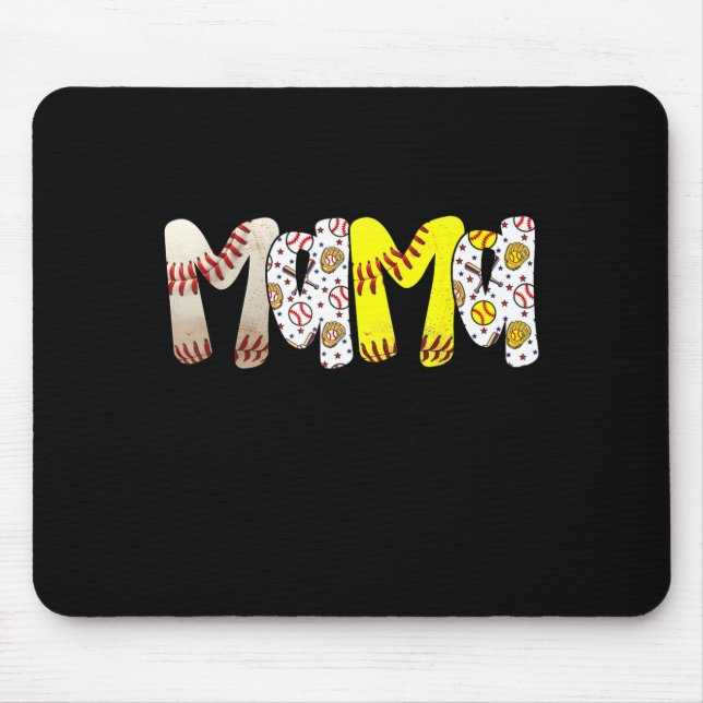 Mousepad Mamãe de ambos beisebol softball mãe mulheres dia  (Frente)