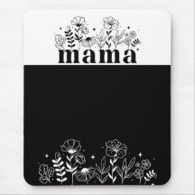 Mamãe Flor Silvestre Minimalista Preto e Branco