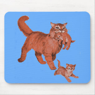 Mousepad Mamãe gatinha dos anos 50 e gatinhos