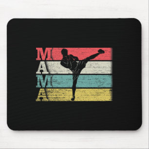 Mousepad Mamãe Kickboxing Vintage Retro Silhueta de Kickbox