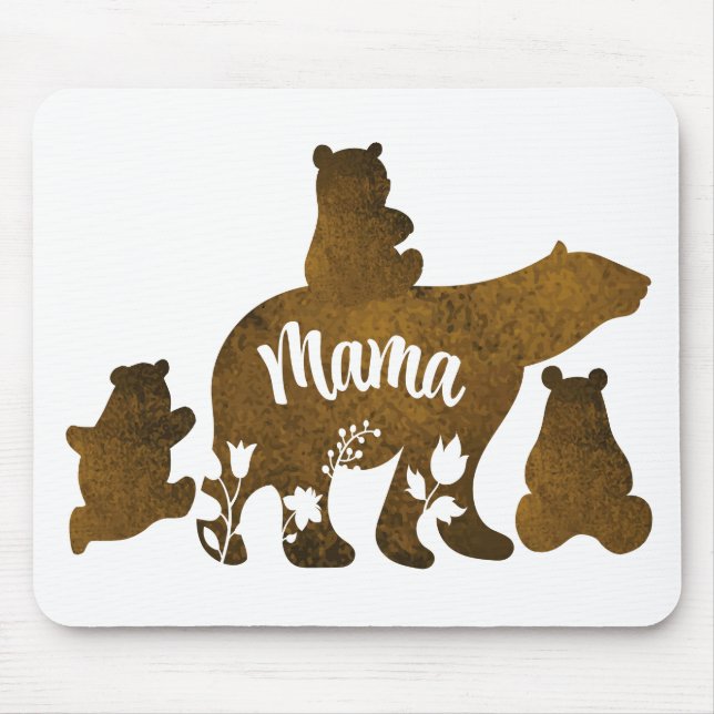 Mousepad Mamãe Ursa Com 3 Filhotes De Urso Seguindo Mamãe (Frente)
