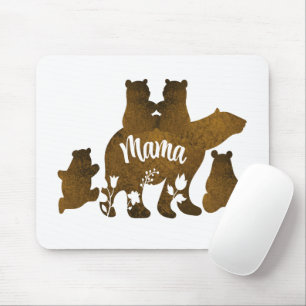 Mousepad Mamãe Ursa com 4 Cubs Mãe de Quatro Crianças Prese