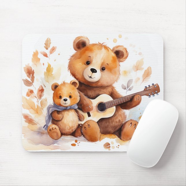 Mousepad Mamãe Urso e Cubo com Violão (Com mouse)