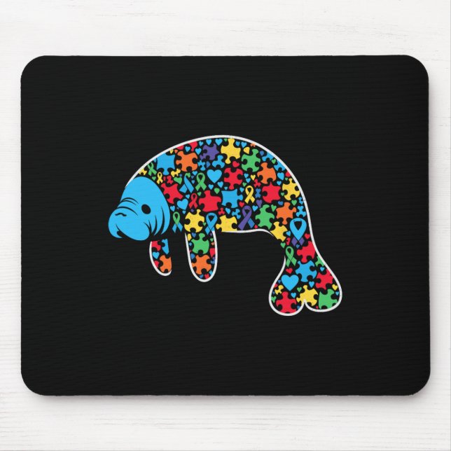 Mousepad Manatee Quebra-cabeça Autismo Sensibilização Utili (Frente)