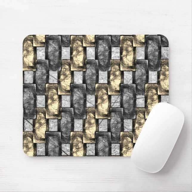Mousepad Mancha cinza e dourada, peças retangulares esculpi (Com mouse)