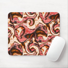 Mousepad manchas abstrato vermelho e coral com estilo lenho