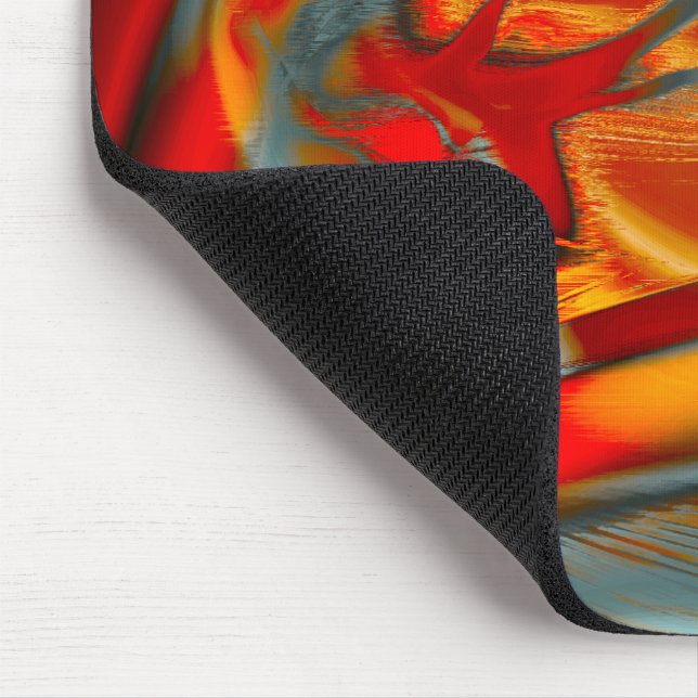 Mousepad Manchas curvas em laranja arranhado a vermelho em  (Canto)