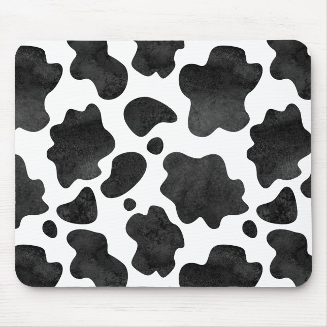 Mousepad Manchas de Vaca Padrão Impressão em Preto e Branco (Frente)