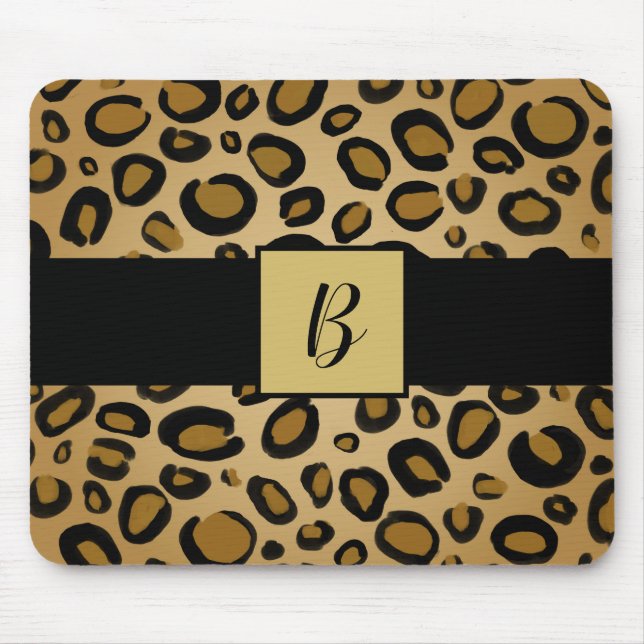 Mousepad Manchas Estampadas de Guepardo Bege Dourado Bege C (Frente)