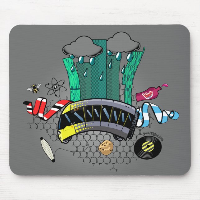 Mousepad Manchester e maior Manchester com abelha & bonde (Frente)