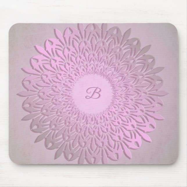 Mousepad Mandala abstrata .monogram. do rosa do inclinação (Frente)