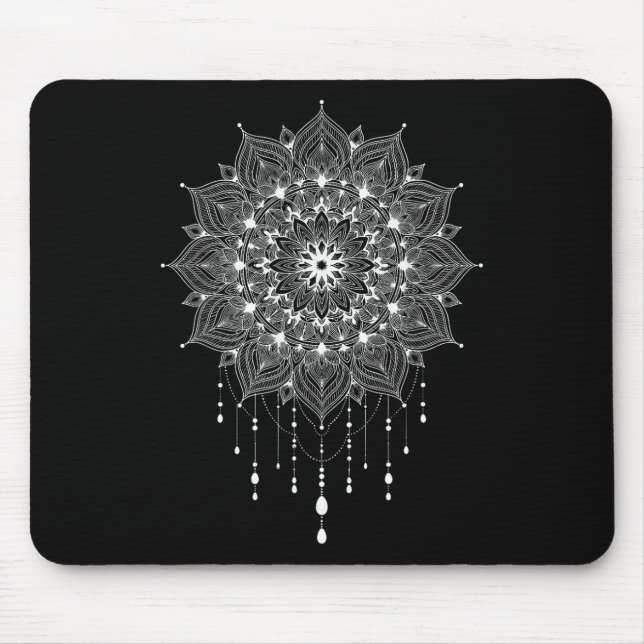 Mousepad Mandala Boho Lótus Zen Arte Buda Botânica Suculent (Frente)