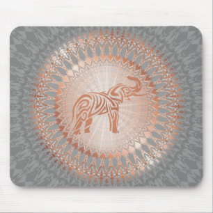 Mousepad Mandala cinzenta Dourado cor-de-rosa do elefante