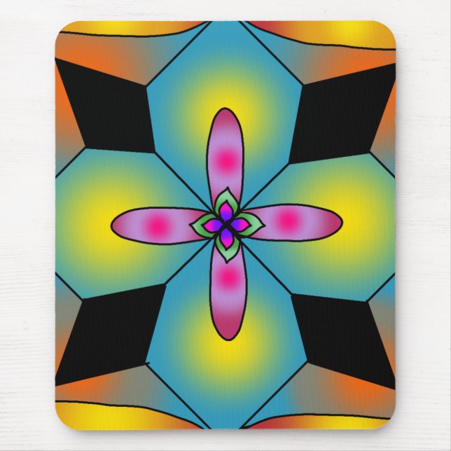 Mousepad mandala colorido em estilo de azulejo  (Frente)
