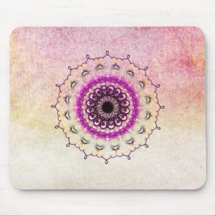 Mousepad Mandala Damask Watercolor Yoga Art Elegante