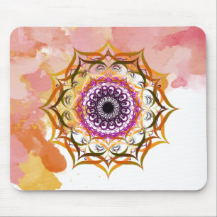 Mousepad Mandala Damask Watercolor Yoga Art Elegante