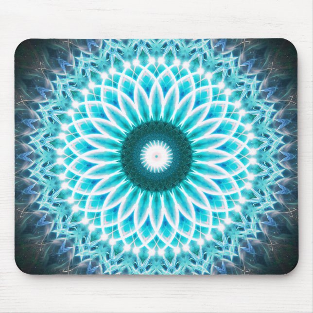 Mousepad Mandala de néon de Lotus azul (Frente)