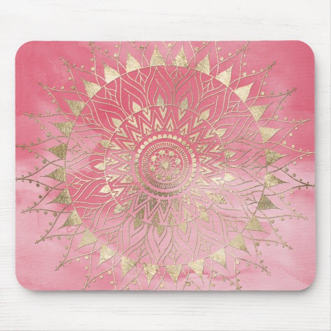Mousepad Mandala de ouro moderno (Frente)