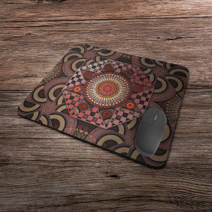 Mousepad Mandala de semicírculo étnico com moldura mais sol