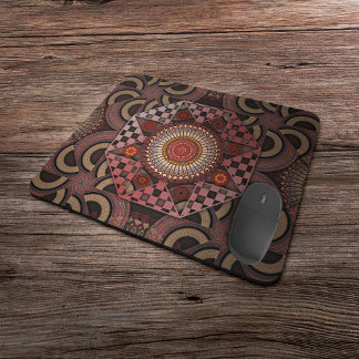 Mousepad Mandala de semicírculo étnico com moldura mais sol
