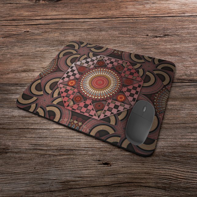 Mousepad Mandala de semicírculo étnico com moldura mais sol (Criador carregado)
