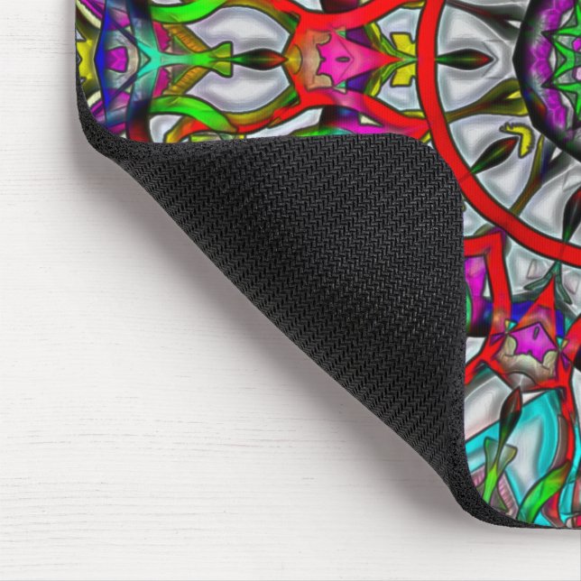 Mousepad Mandala do caleidoscópio vermelho anormal (Canto)