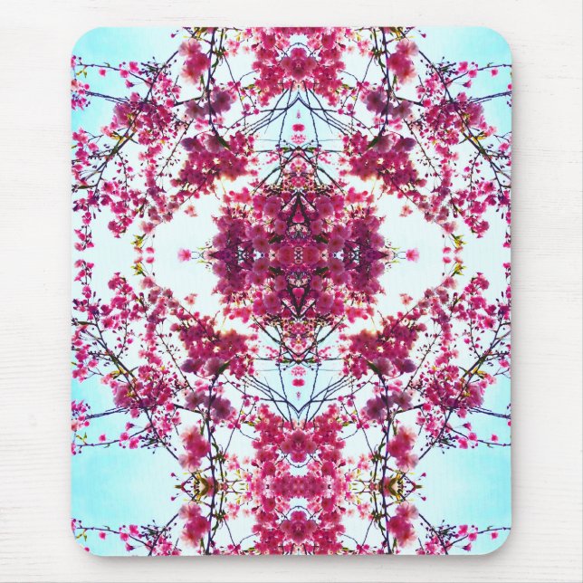 Mousepad Mandala floral de abstrato cor-de-rosa elegante (Frente)