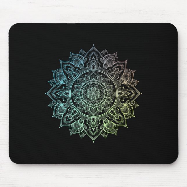 Mousepad Mandala Lotus Zen Arte Boho Buda Botânica Suculent (Frente)